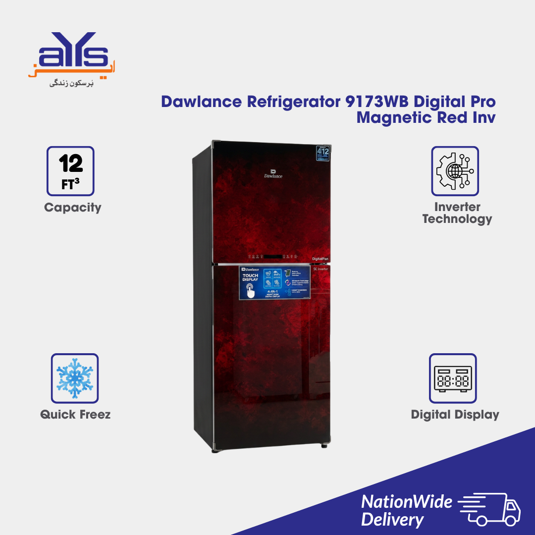 Dawlance Refrigerator 9173WB Digital Pro Magnetic Red Inv